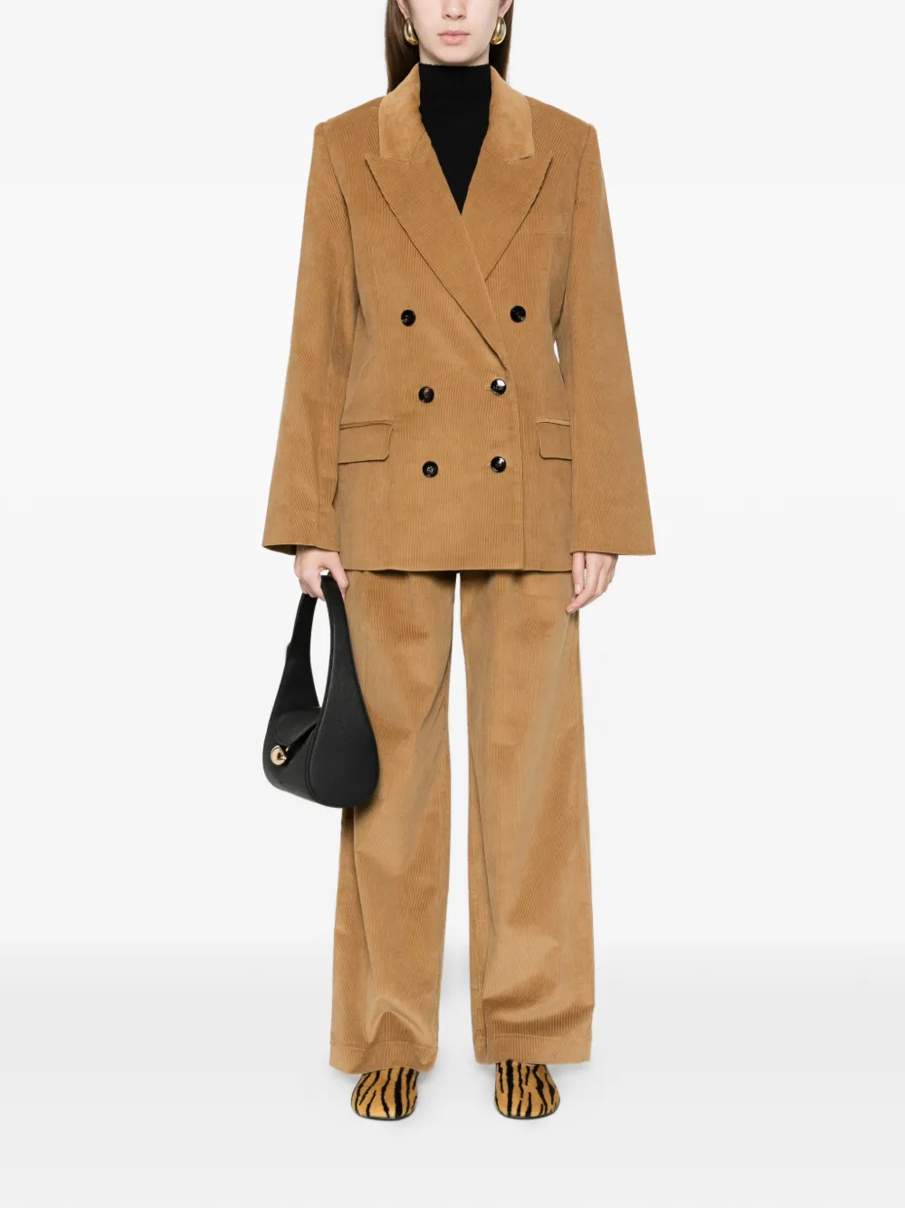 Co Collection Double-breasted Jacket In Brown