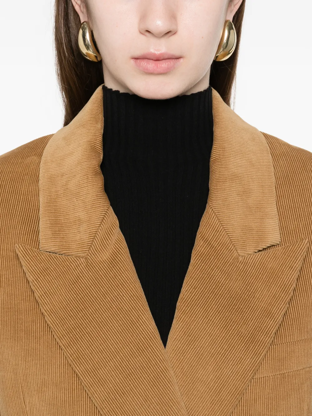 Co Collection Double-breasted Jacket In Brown