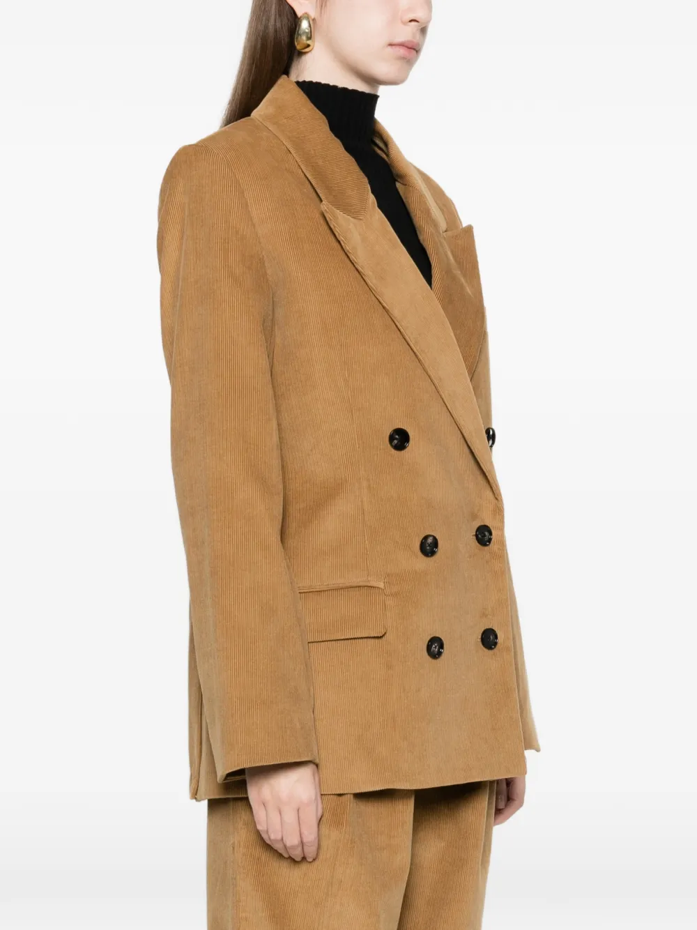 Co Collection Double-breasted Jacket In Brown