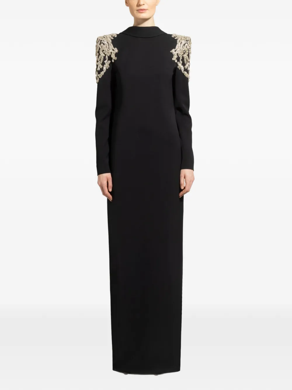 Zuhair Murad rhinestone-embellished long dress - Zwart