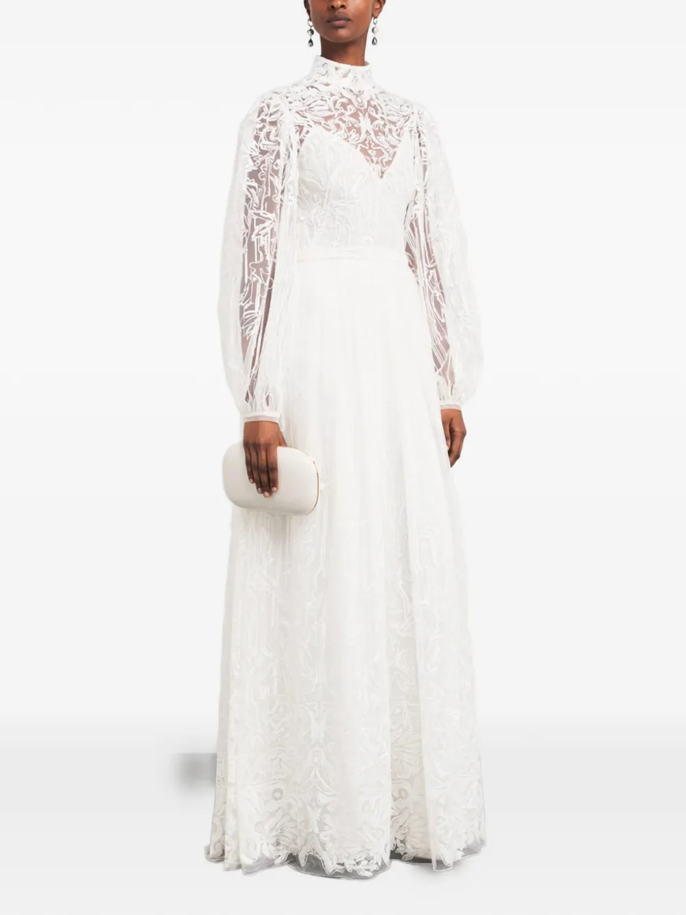 Zuhair Murad lace-pattern A-line gown - Wit