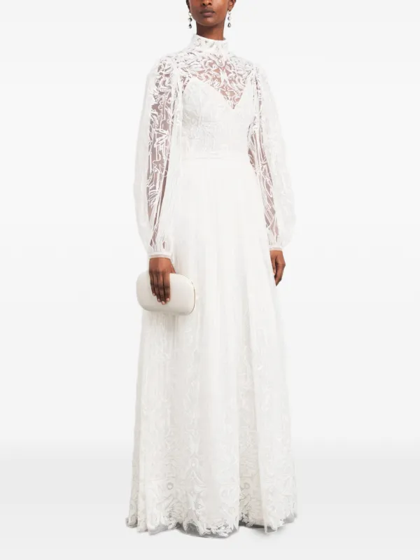 Zuhair Murad Lace Pattern A-line Gown - White Zuhair Murad Lace Pattern A-line Gown - White