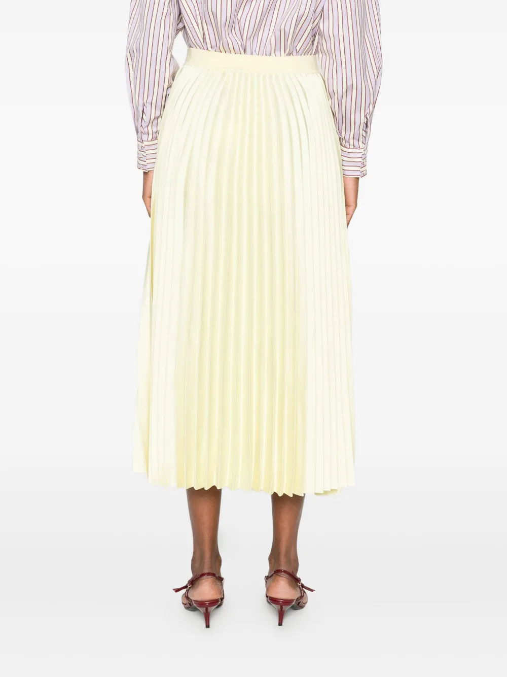 Simkhai Melanie Pleated Midi Skirt In Yellow