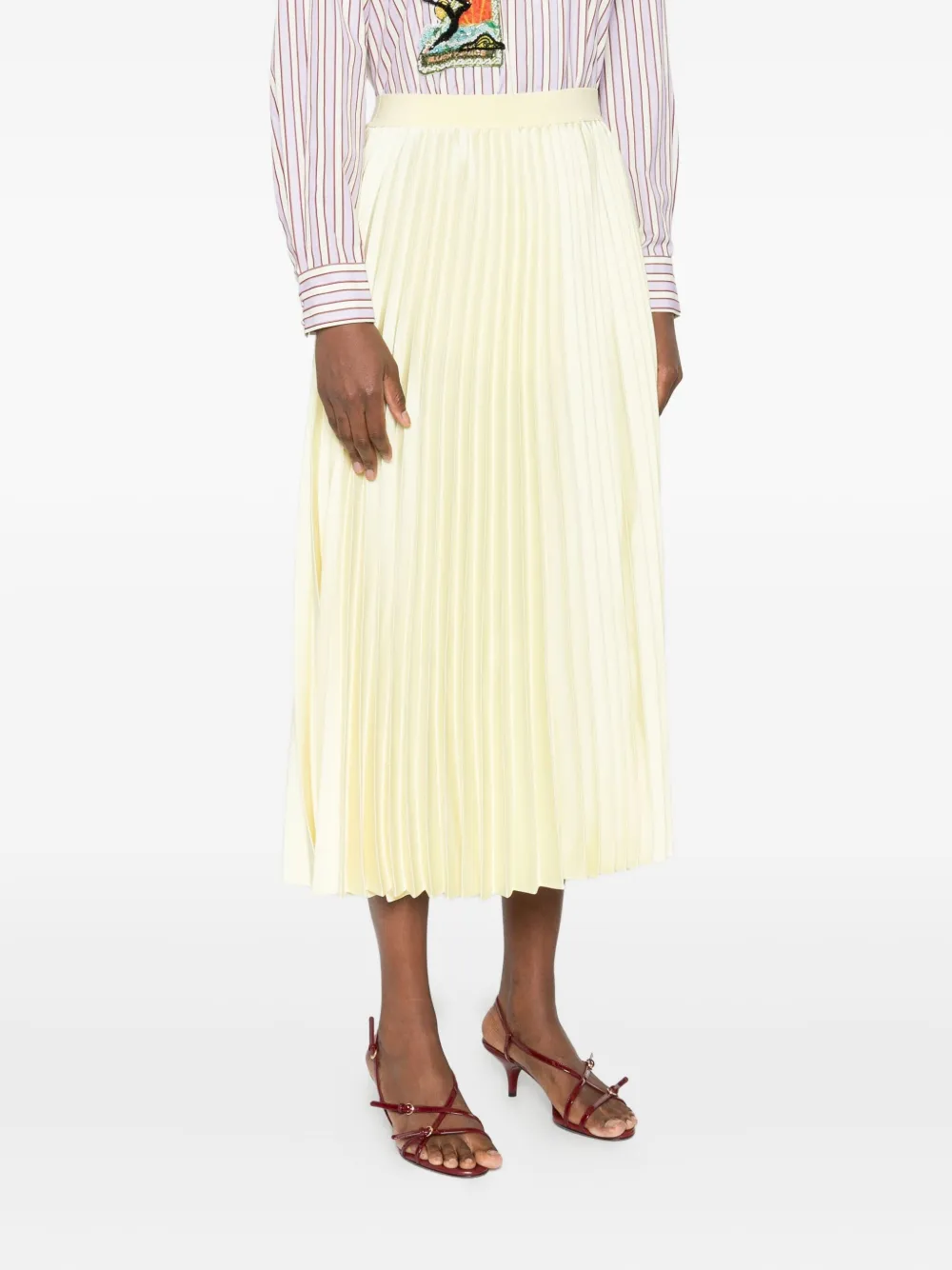 Simkhai Melanie Pleated Midi Skirt In Yellow