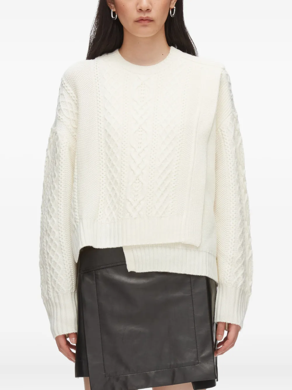 3.1 Phillip Lim Cable-knit Panelled Sweater In Neutral