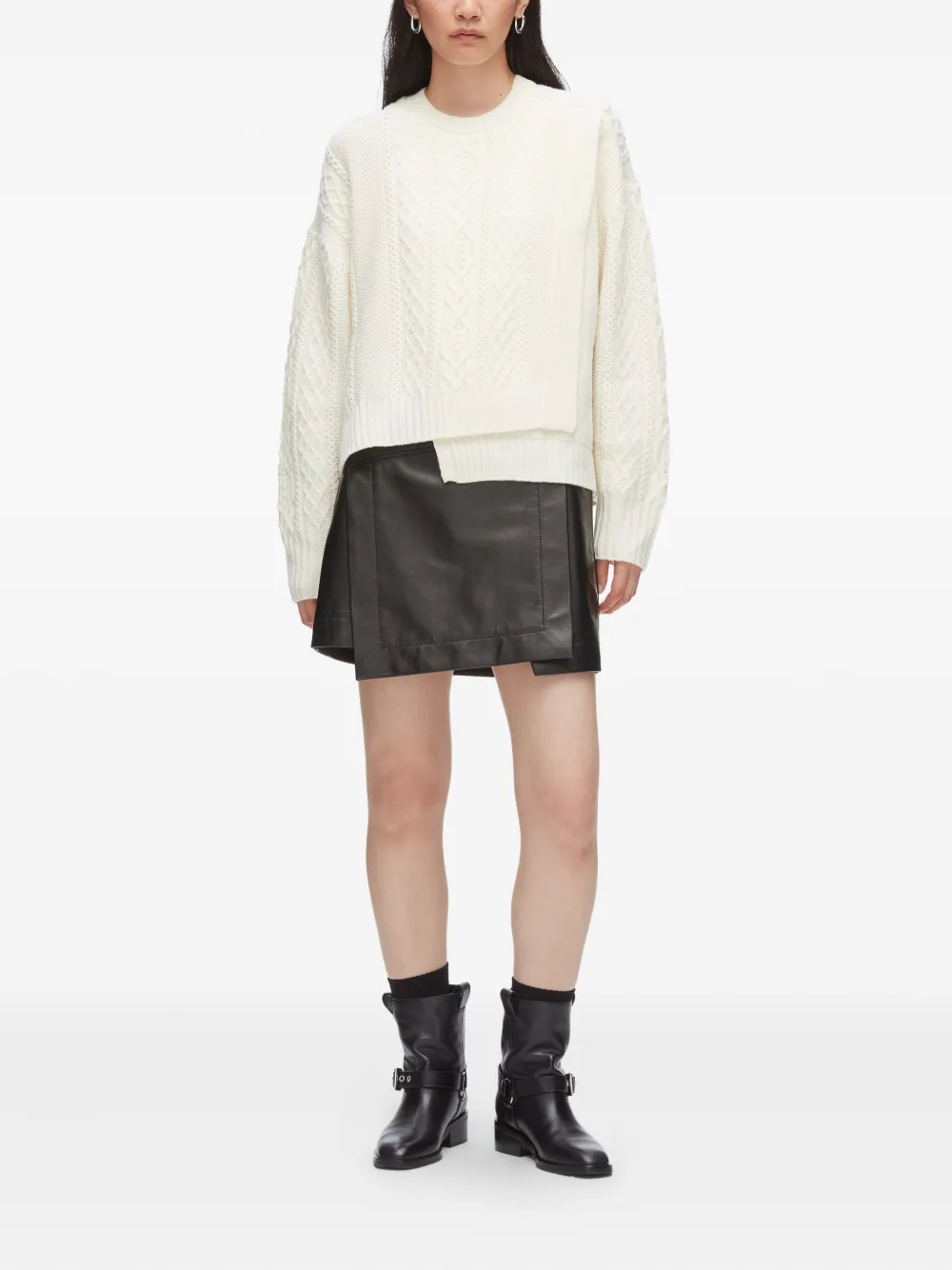 3.1 Phillip Lim Cable-knit Panelled Sweater In Neutral