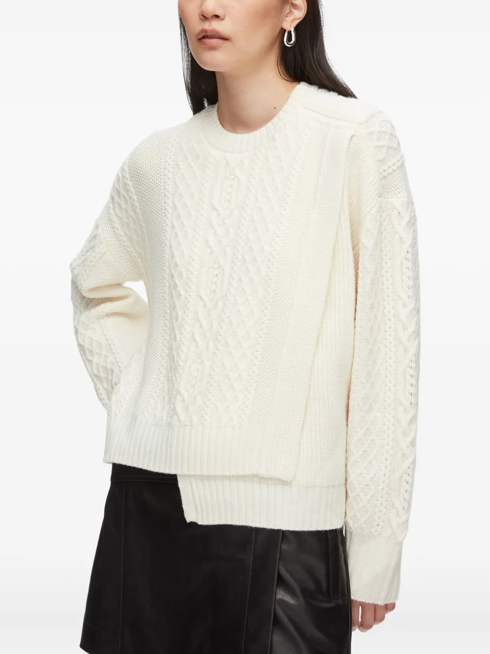 3.1 Phillip Lim Cable-knit Panelled Sweater In Neutral