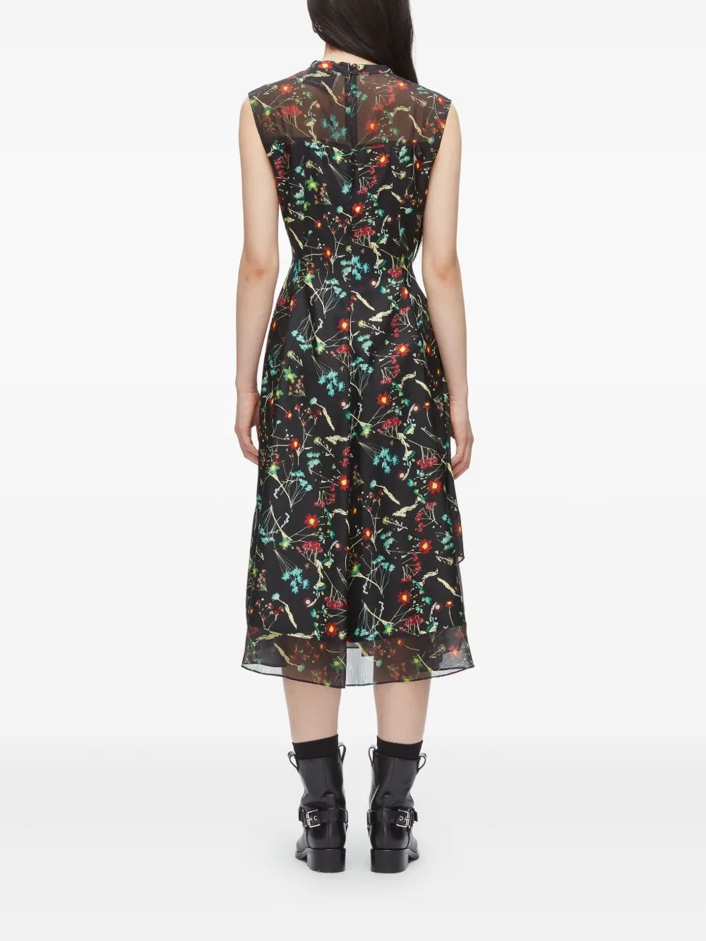 3.1 Phillip Lim Floral-pattern Sleeveless Midi Dress In Black