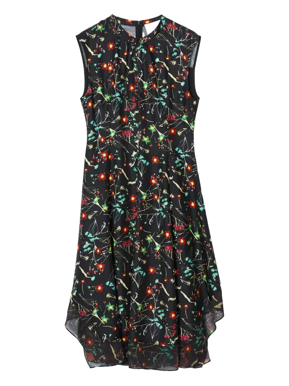 3.1 Phillip Lim Floral-pattern Sleeveless Midi Dress In Black