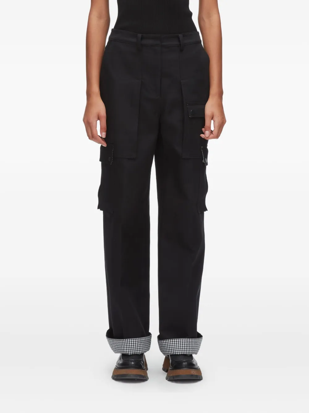 3.1 Phillip Lim Cuffed-hem Cargo Trousers In Black