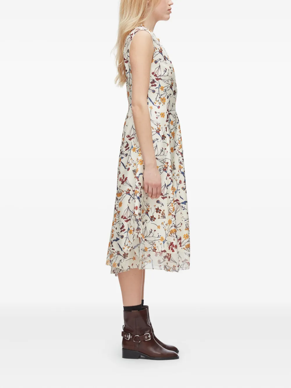 3.1 Phillip Lim Bliss mouwloze midi-jurk met bloemenprint Beige