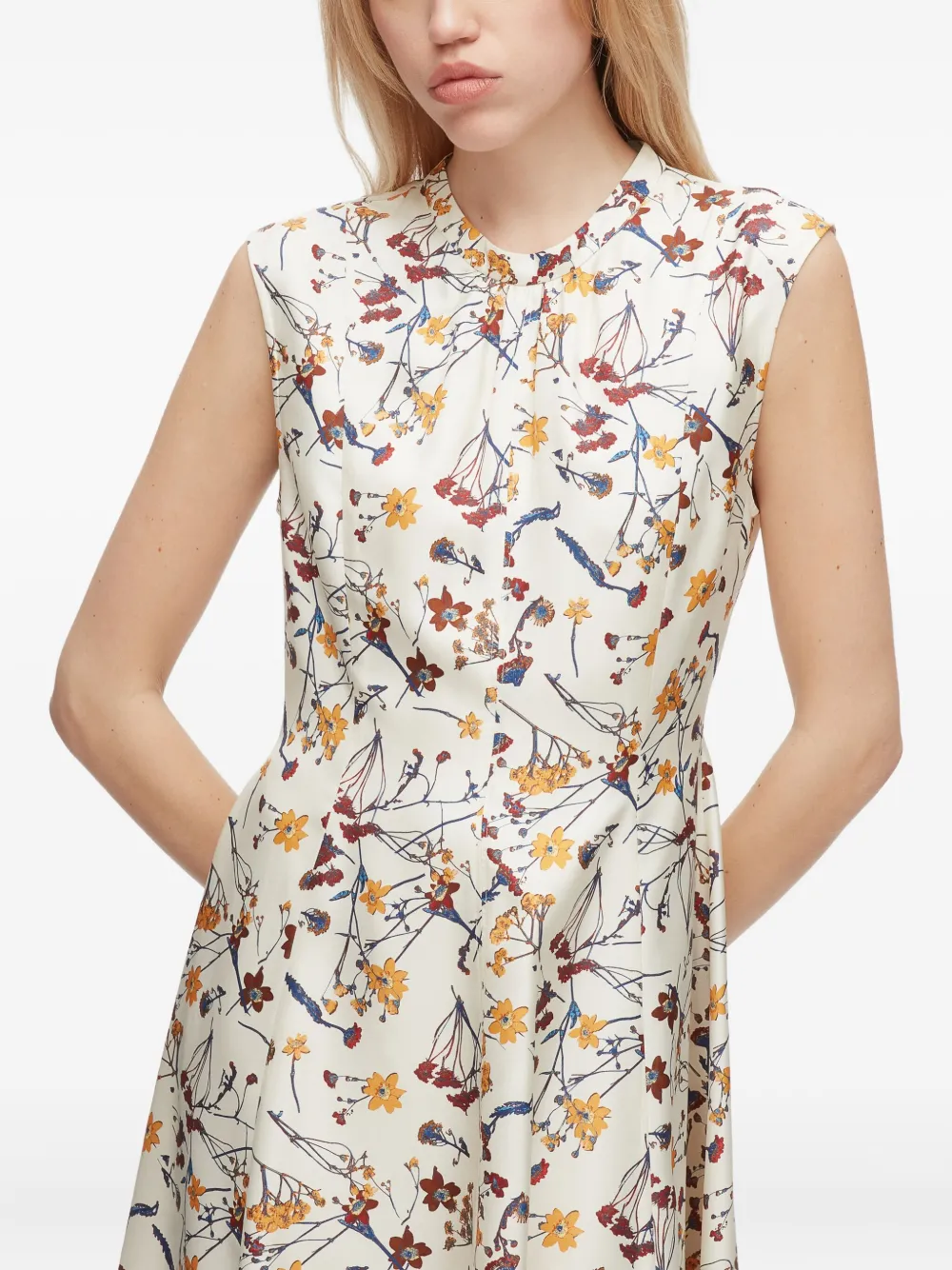 3.1 Phillip Lim Bliss mouwloze midi-jurk met bloemenprint Beige