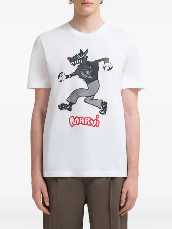MARNI キャラクターグラフィック Tシャツ M Marni graphic-print T-shirt | White | FARFETCH