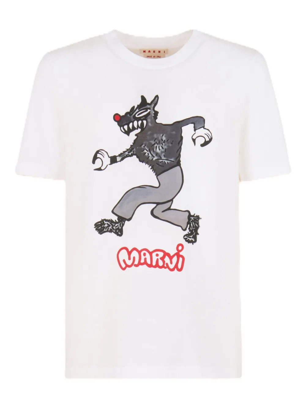 Marni Graphic Print Crew Neck Short Sleeve T-shirt In White