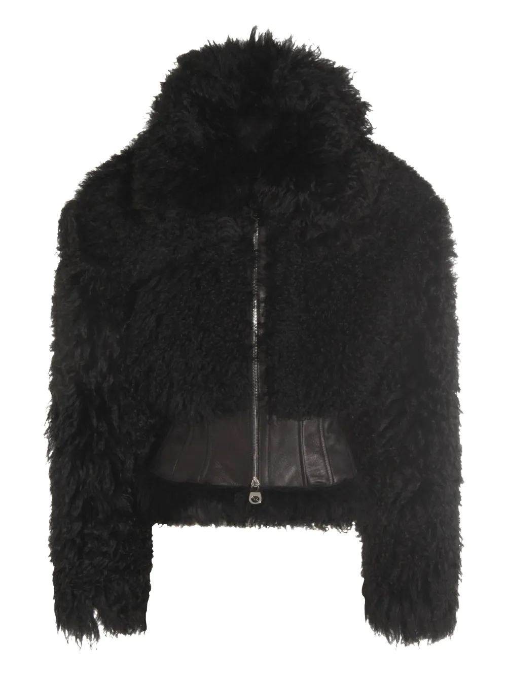 Blumarine Fleece jack met leren detail Zwart