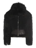 Blumarine leather-detail fleece jacket - Black