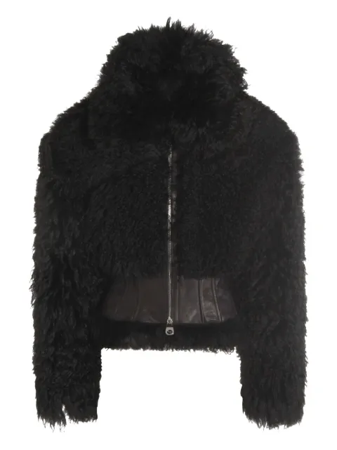 Blumarine leather-detail fleece jacket