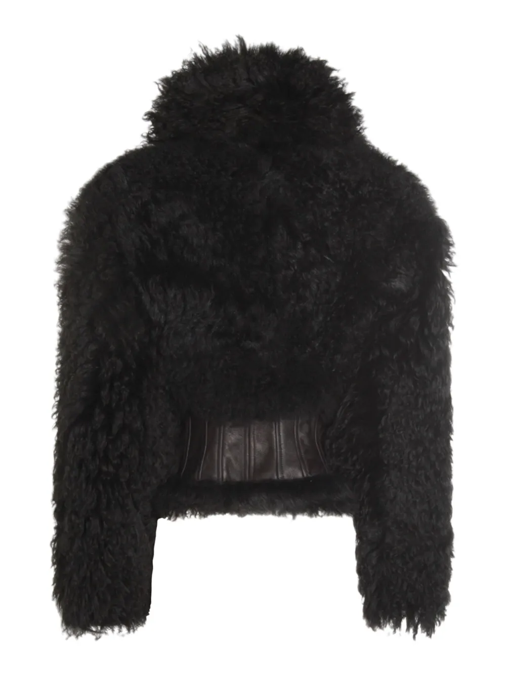 Blumarine Fleece jack met leren detail Zwart