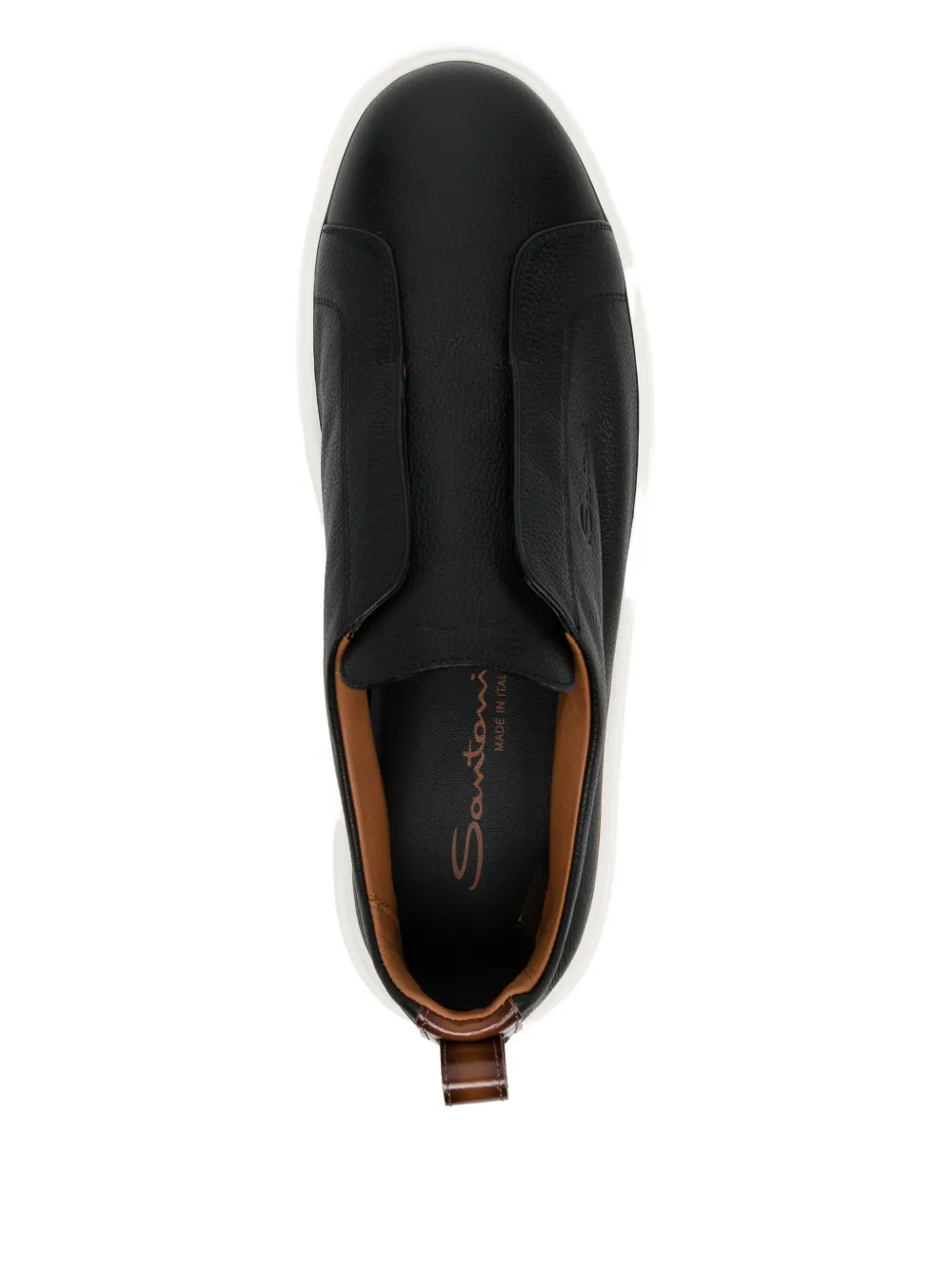 Santoni tumbled leather sneakers Black