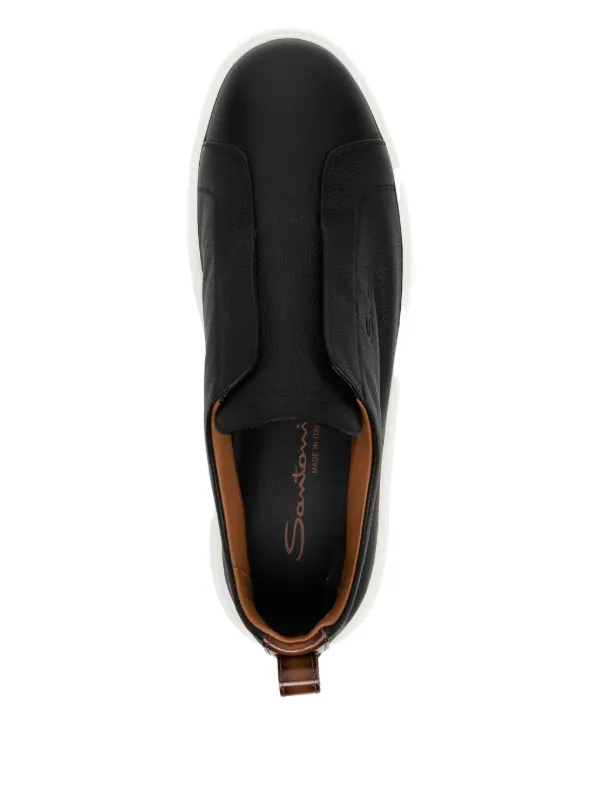 Santoni Tumbled Leather Sneakers | Black | FARFETCH display picture 1