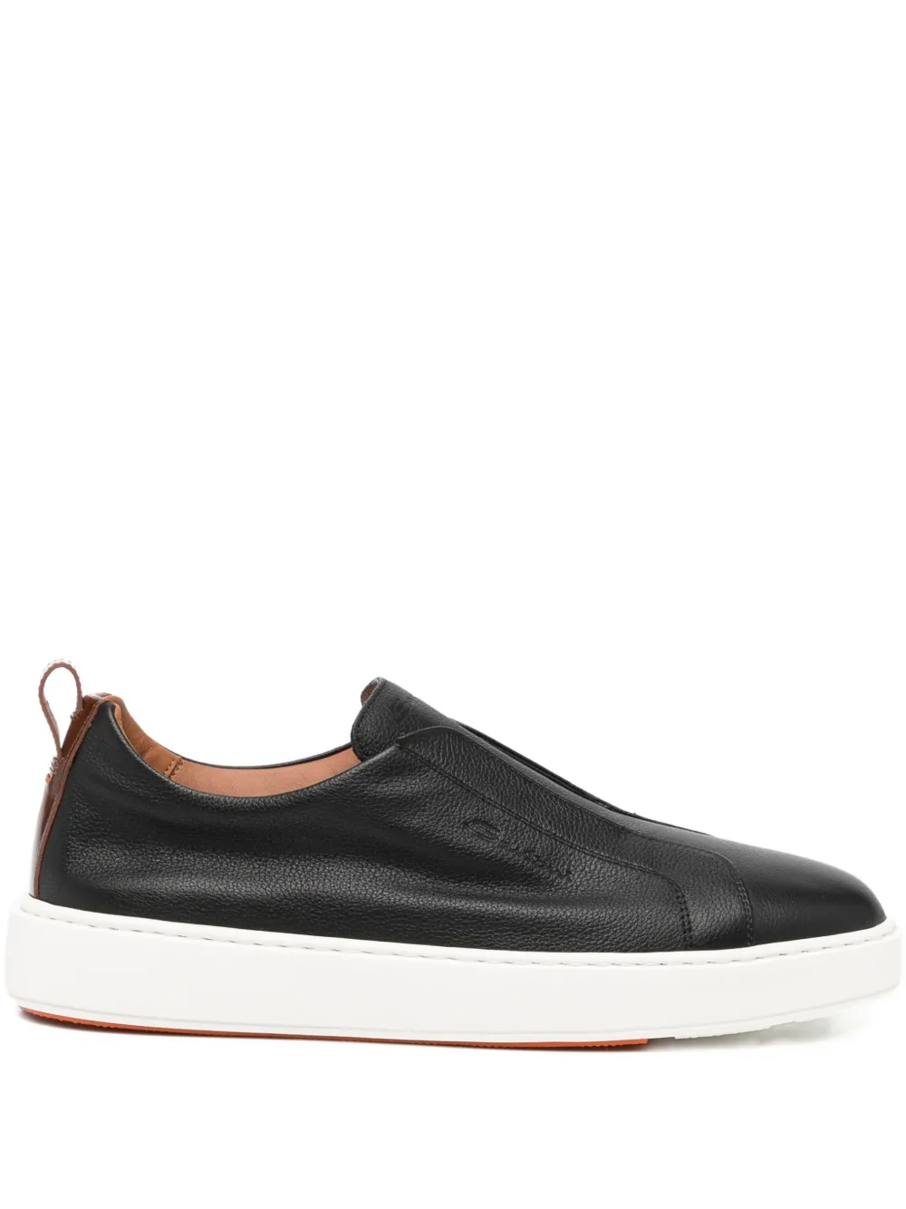 Santoni tumbled leather sneakers Black