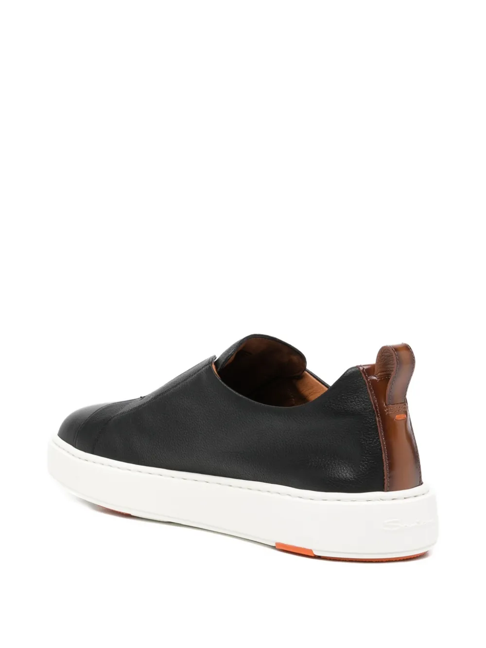 Santoni tumbled leather sneakers Black