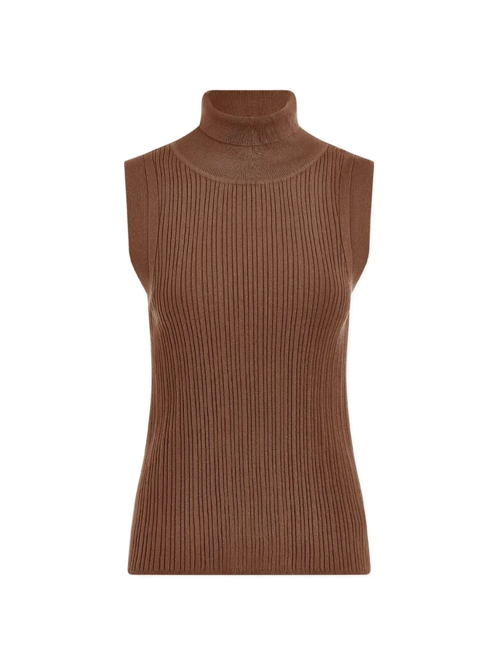Varley Ribbed Turtleneck Tank Top In Brown