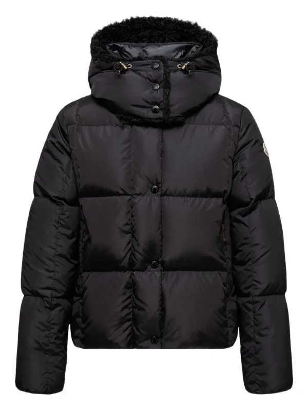 Moncler Quilted Hooded Jacket Black FARFETCH KW