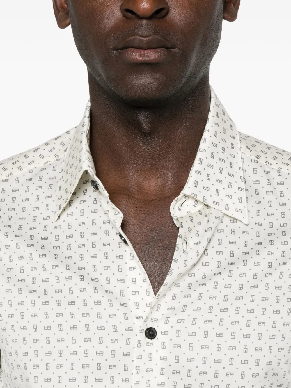 Emporio Armani Logo-print Long-sleeve Shirt In White