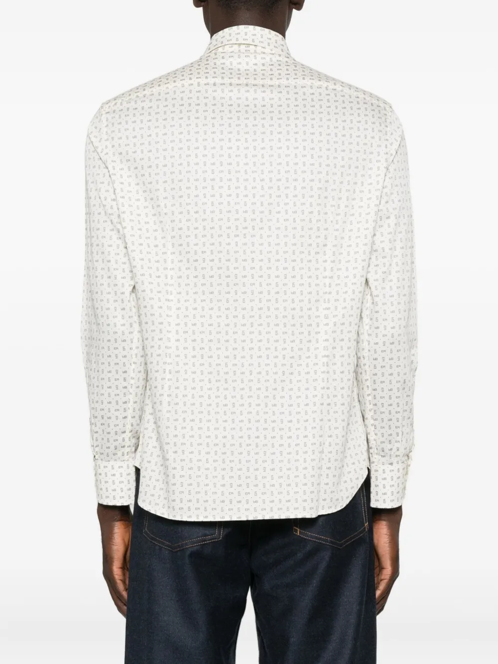 Emporio Armani Logo-print Long-sleeve Shirt In White