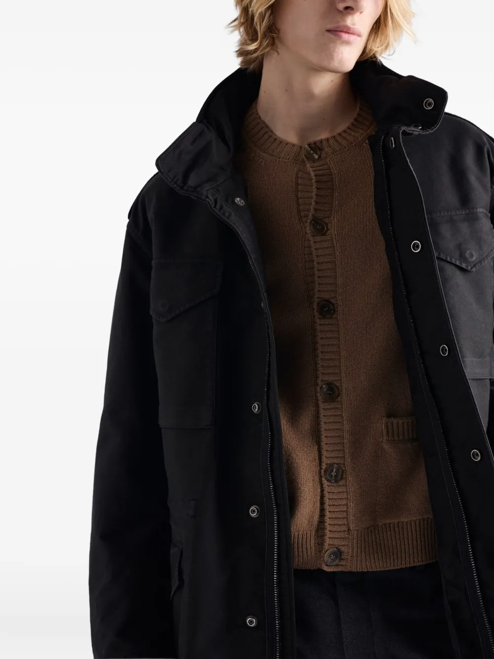 Prada Camel-coloured Cardigan In Cashmere In Brown