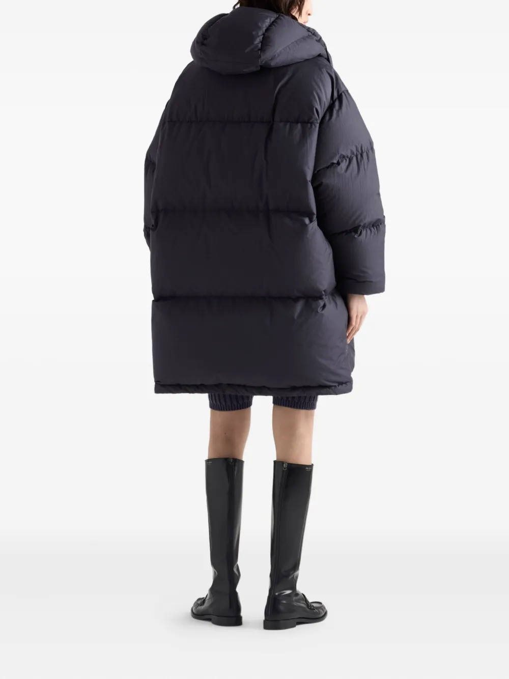Prada Womens Blue Oversized Hooded Shell-down Parka Coat In Blue