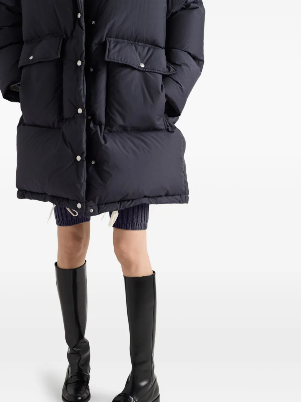 Prada Womens Blue Oversized Hooded Shell-down Parka Coat In Blue