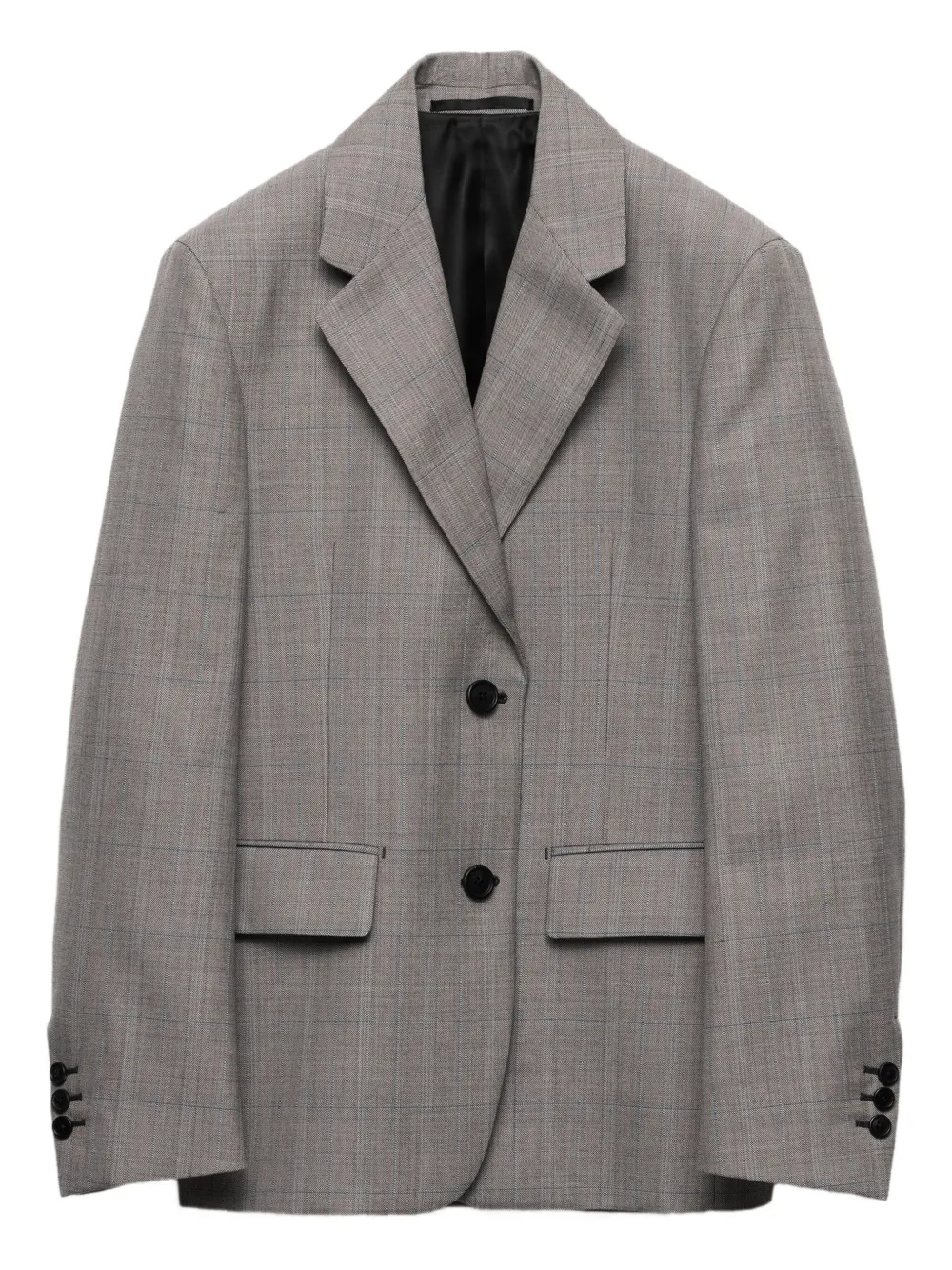 Prada Checked Notched-lapel Blazer In Gray