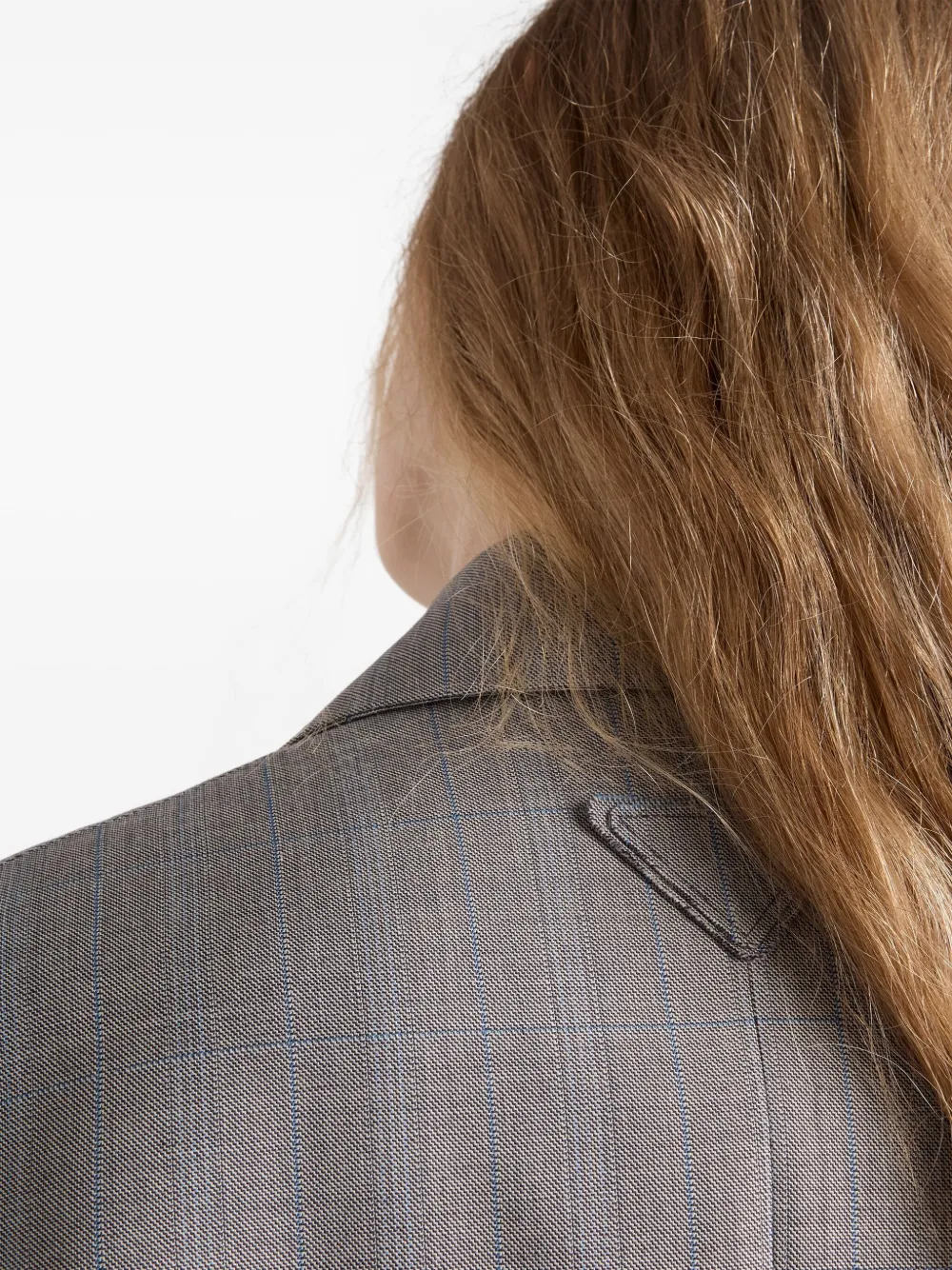 Prada Checked Notched-lapel Blazer In Gray