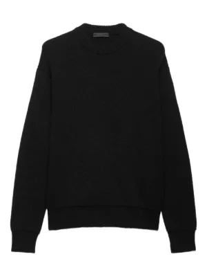 Prada Logo Intarsia wool-cashmere Sweater | Black | FARFETCH ZA