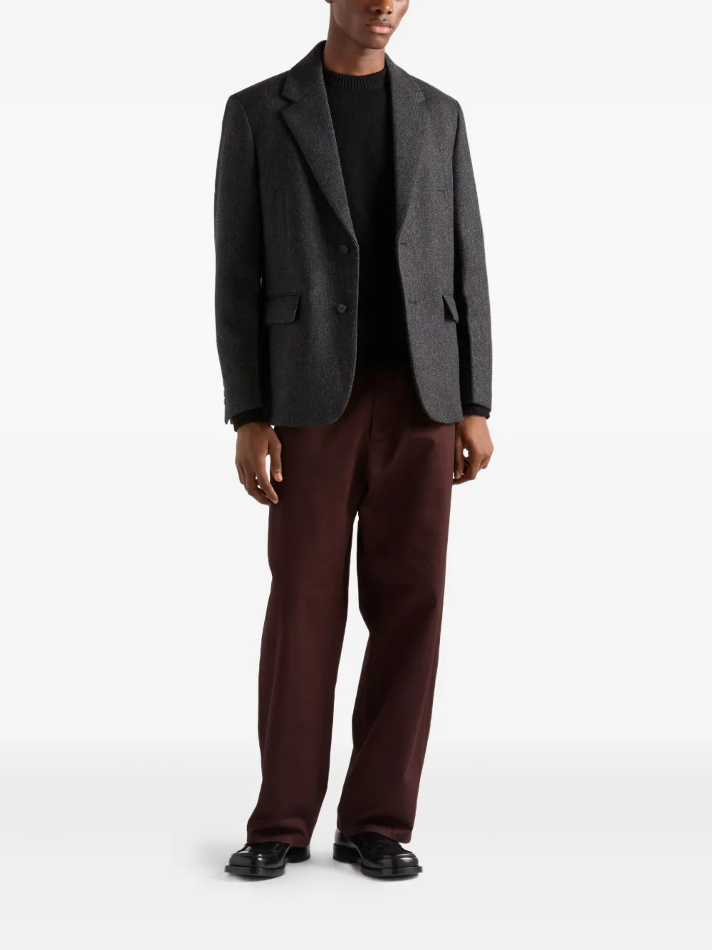 Prada Cashmere And Silk Crew-neck Sweater In Black