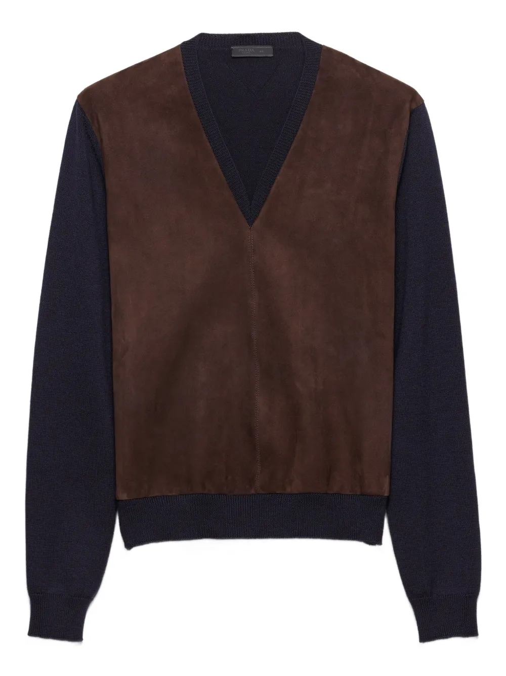 Prada superfine wool and suede sweater | Blue | Image 1