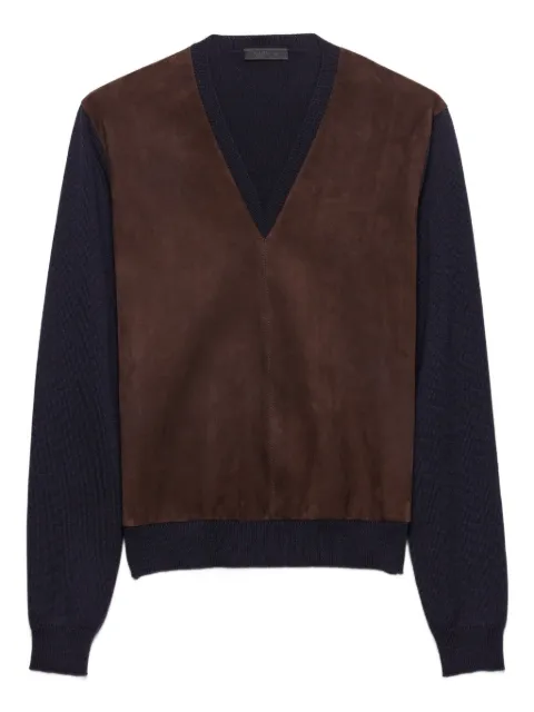 Prada superfine wool and suede sweater