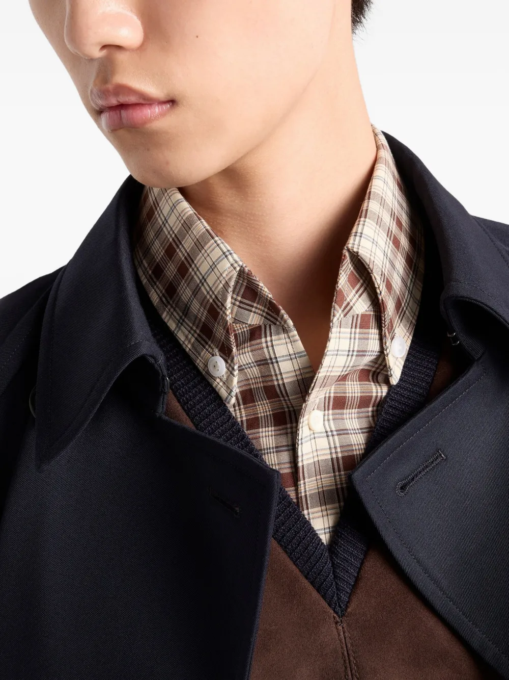 Prada Trui van wol en suède Blauw