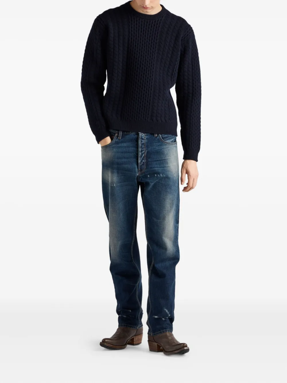 Prada wool crew-neck sweater Blauw