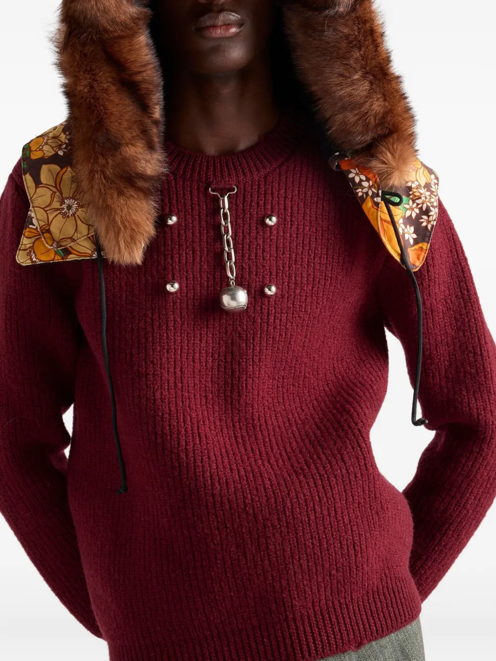 Prada Wollen trui met ronde hals en hanger Rood