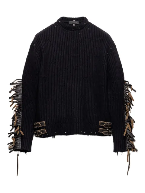 Prada wool crew-neck fringe sweater