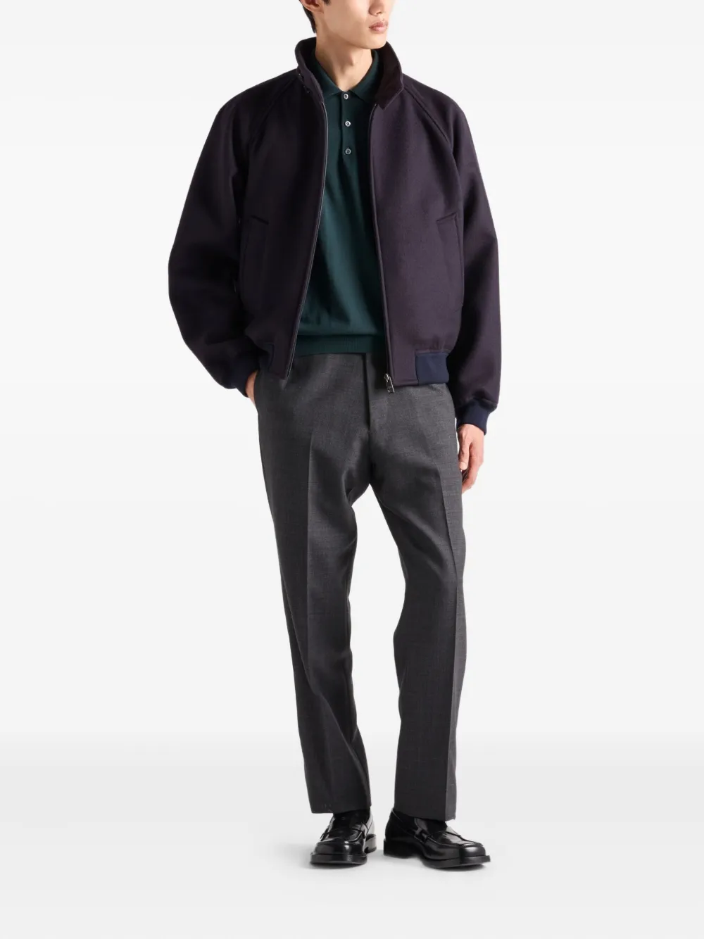 Prada Wollen poloshirt met borduurwerk Groen
