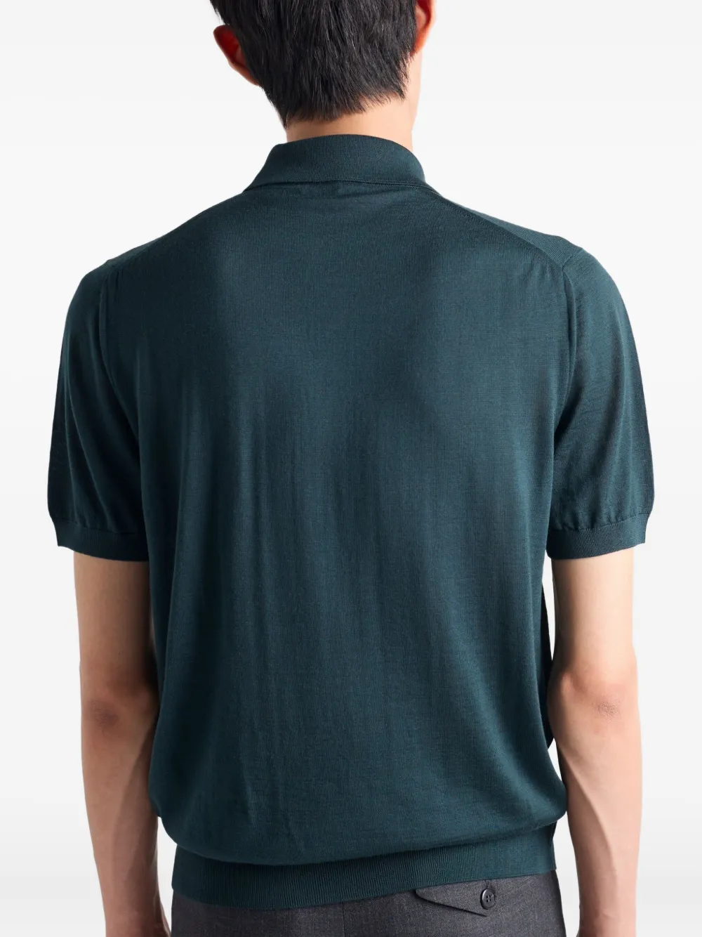 Prada Wollen poloshirt met borduurwerk Groen