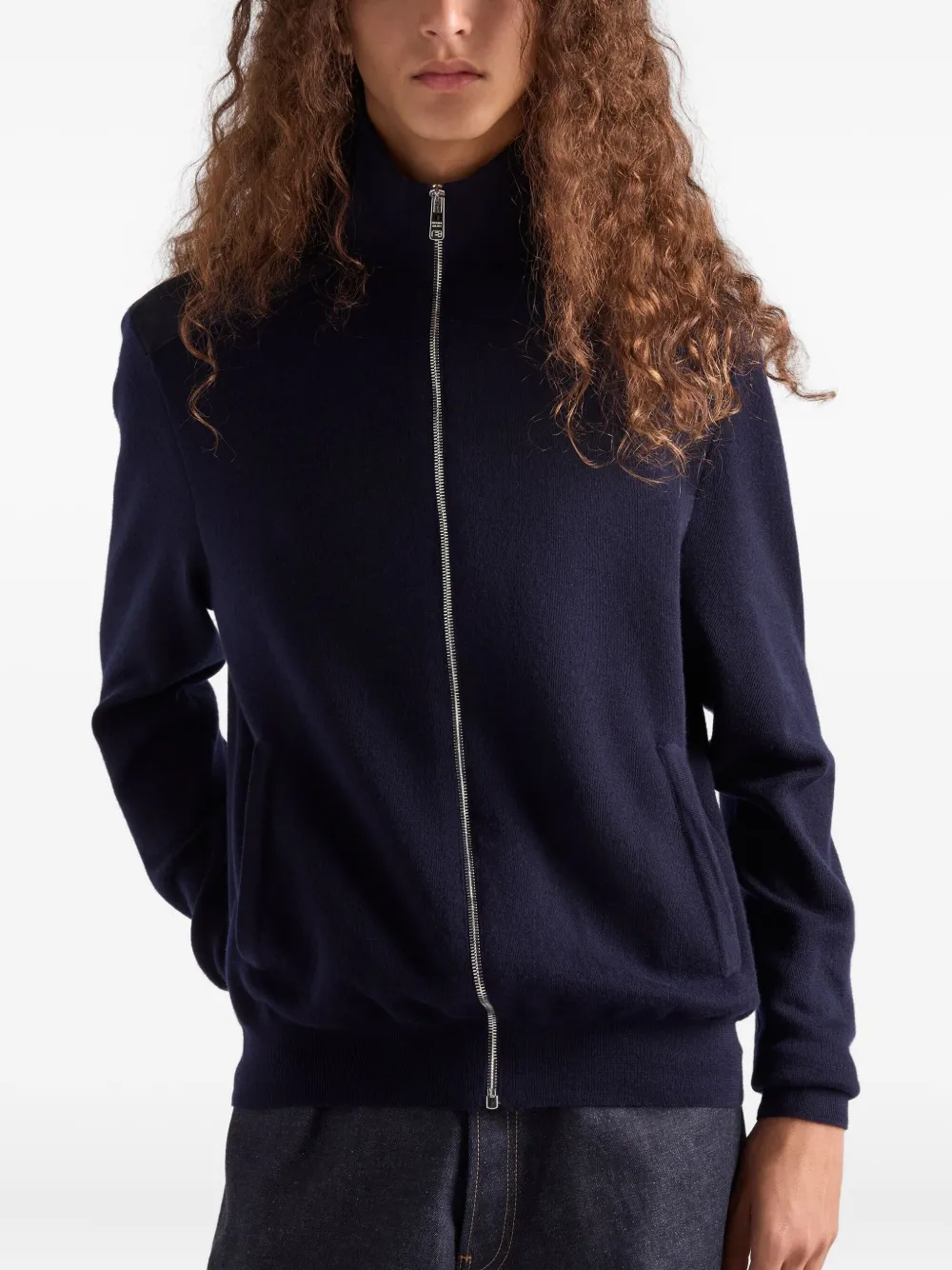 Prada Kasjmier vest met rits Blauw