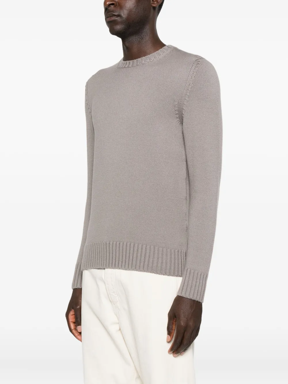 Drumohr Round-neck Merino Wool Sweater In Gray