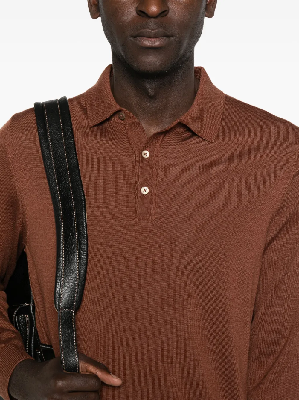 BOSS Poloshirt met lange mouwen Bruin