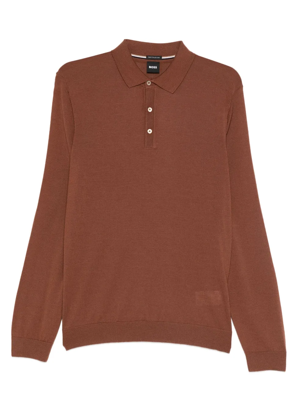 BOSS long-sleeve polo shirt | Brown | Image 1
