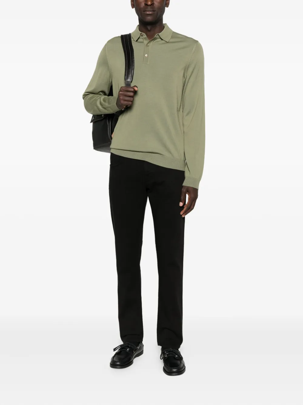 BOSS Poloshirt met lange mouwen - Groen